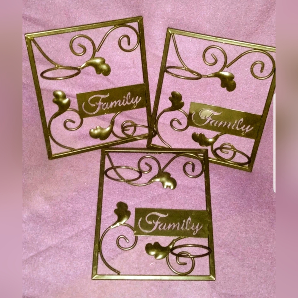 Three Small Black Metal Family Wall Candle Holders